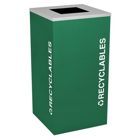 EX-CELL KAISER Ex-Cell Kaiser RC-KDSQ-R EGX 24 Gallon Square Recycling Receptacle with Recyclables Decal; Emerald Texture RC-KDSQ-R EGX